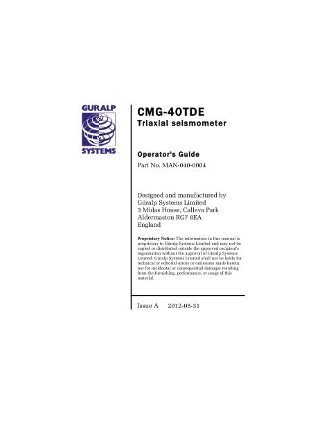 MAN-040-0004 - CMG-40TDE Operator's Guide - Güralp Systems Ltd