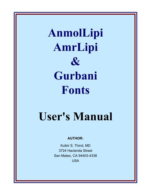 Useful fonts manual - gurbanifile - Gurbanifiles.org
