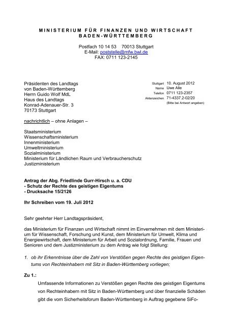Antrag: Schutz der Rechte des geistigen Eigentum - Gurr-Hirsch ...