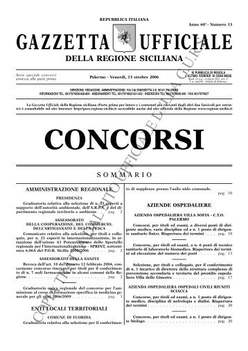 Serie Concorsi - Gazzetta Ufficiale della Regione Siciliana