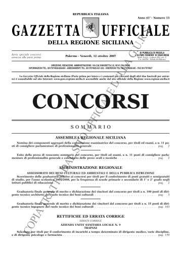 N. 13-Venerdì 12 ottobre 2007- Serie Concorsi - Gazzetta Ufficiale ...