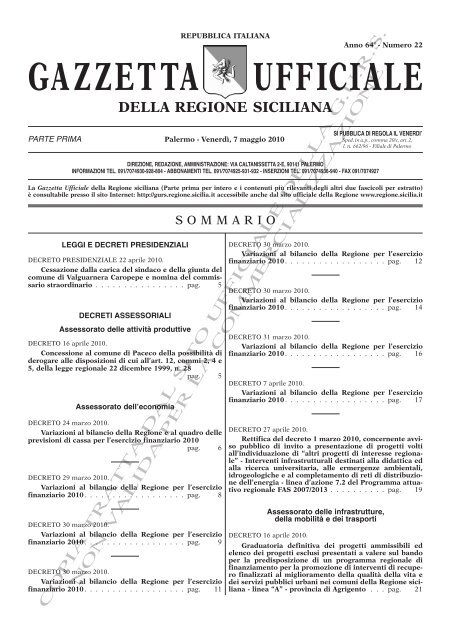 N 22 Venerdi 07 Maggio 2010 Pdf Gazzetta Ufficiale Della