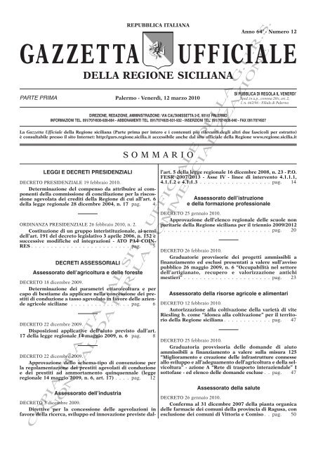Graduatorie provvisorie - Gazzetta Ufficiale della Regione Siciliana