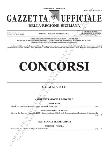 Serie Concorsi(PDF) - Gazzetta Ufficiale della Regione Siciliana