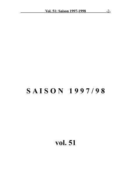Vol. 51: Saison 1997-1998 - 1 -