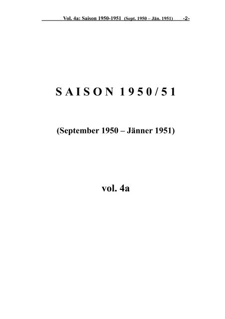 Vol. 4a: Saison 1950-1951 -1-