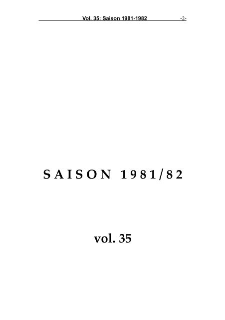 Vol. 35: Saison 1981-1982 - 1-