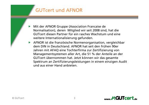 GUTcert und AFNOR