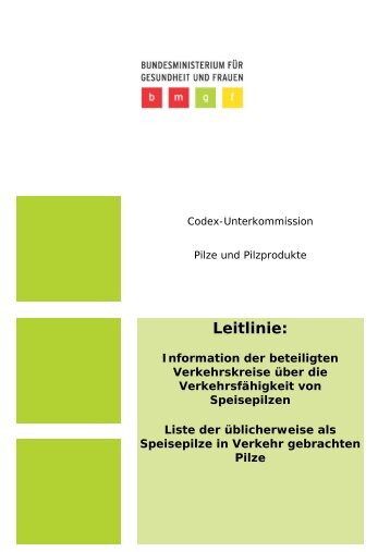 Leitlinie Verkehrsfähigkeit von Speisepilzen