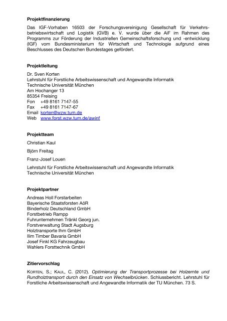 Schlussbericht Optimierung der Transportprozesse bei ... - GVB eV