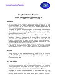 Principles for Leniency Programmes - The Competition Authority