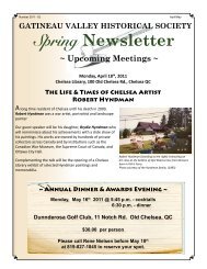 Spring Newsletter - the Gatineau Valley Historical Society