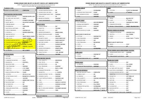 Checklist Rabon ROBIN DR400/140B HB-KFO E