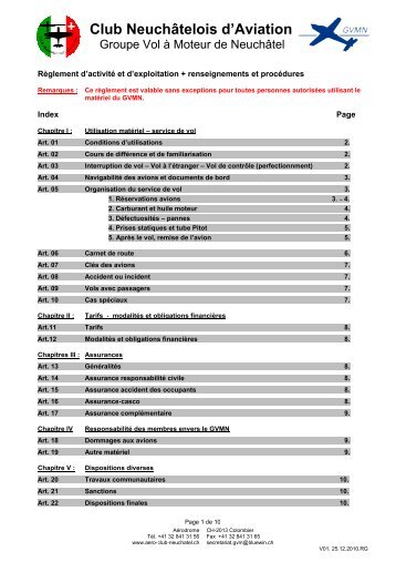 Club Neuchâtelois d'Aviation - Groupe Vol Moteur de Neuchâtel