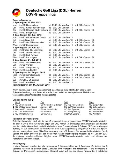 Deutsche Golf Liga (DGL) Herren LGV-Gruppenliga