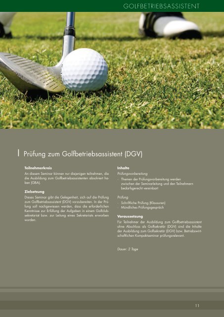 Aus- und Weiterbildung Golfmanagement - GMVD