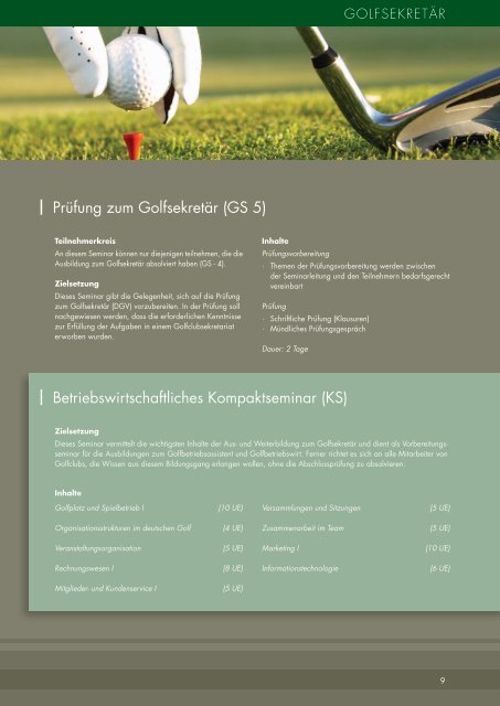 Aus- und Weiterbildung Golfmanagement - GMVD