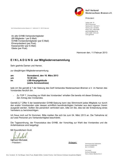 E I N L A D U N G  zur Mitgliederversammlung - Golf-Verband ...