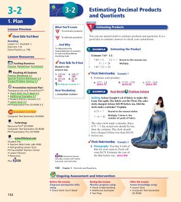 Estimating Decimal Products and Quotients 3-2