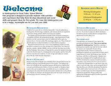 Kindergarten Brochure - Great Valley School District