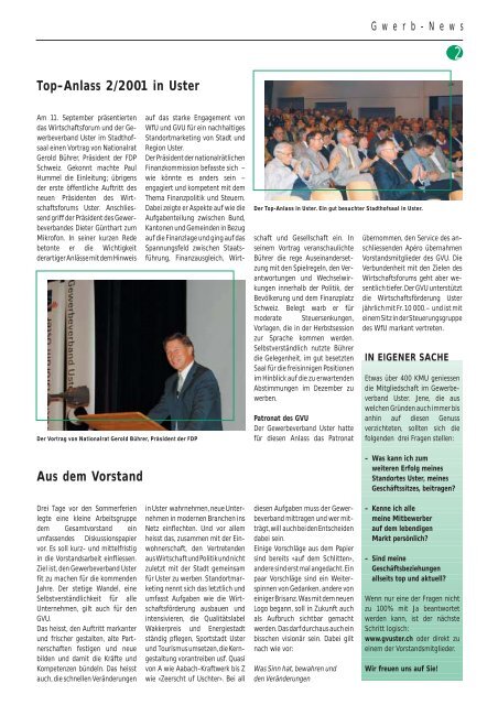 iNPUT September 2001 - Gewerbeverband Uster