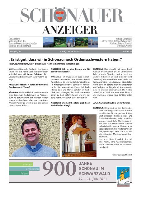 KW 26/2013 Schönauer Anzeiger - Gemeindeverwaltungsverband ...