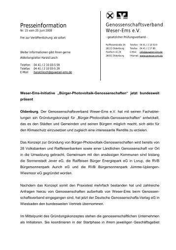 Druckversion - Genossenschaftsverband Weser-Ems eV Oldenburg