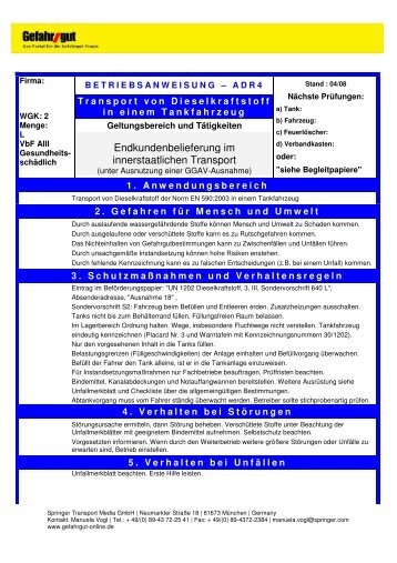 Endkundenbelieferung im innerstaatlichen Transport