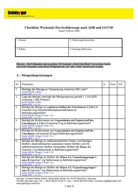 Checkliste Werkstattwagen - verkehrsRUNDSCHAU.de