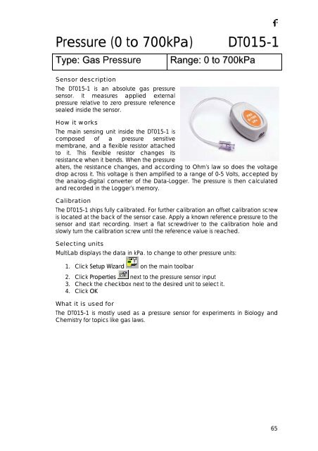 Pressure (0 to 700kPa) DT015-1