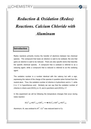 Reduction & Oxidation (Redox) Reactions. Calcium Chloride with ...