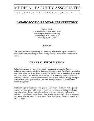 laparoscopic radical nephrectomy - GW Medical Faculty Associates
