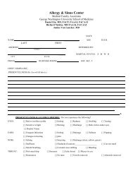 Nose, Sinus, and Lung Allergy Form - GW Medical Faculty Associates