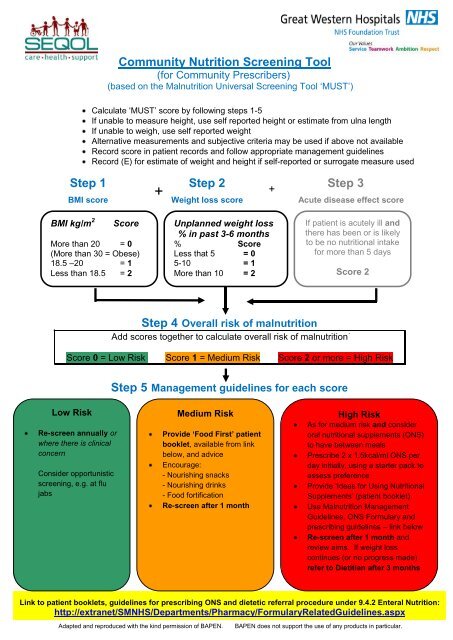 Community Screening Tool Must