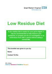 Low Residue Diet - The Great Western Hospital