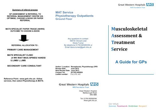 Mats A Guide For Gps The Great Western Hospital