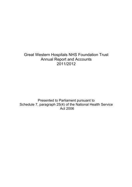 Annual Report and Accounts - The Great Western Hospital