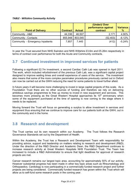 Annual Report and Accounts - The Great Western Hospital