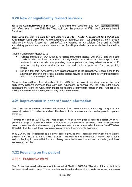 Annual Report and Accounts - The Great Western Hospital