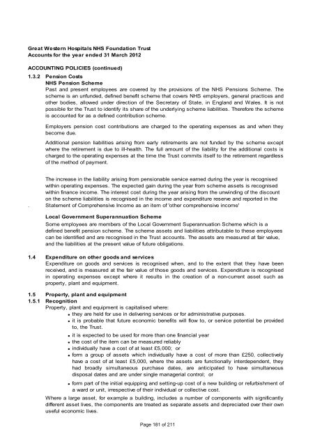 Annual Report and Accounts - The Great Western Hospital