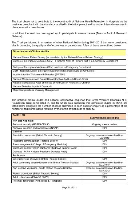 Annual Report and Accounts - The Great Western Hospital