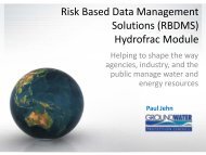 Risk Based Data Management Solutions (RBDMS) Hydrofrac Module