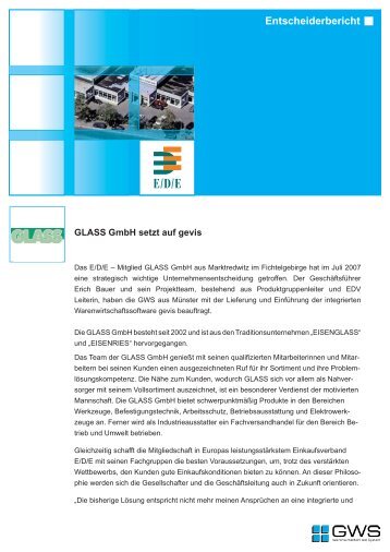 GLASS GmbH Fachgroßhandel für Industrie & Handwerk