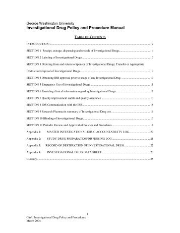 Investigational Drug Policy and Procedure Manual - George ...