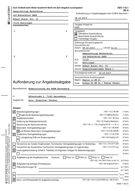 Aufforderung zur Angebotsabgabe - GWW