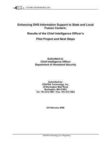 Enhancing DHS Information Support to State and Local Fusion ...