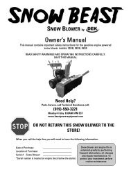 Snow Beast Snow Blower Owner's Manual Rev 8 Oct 2012