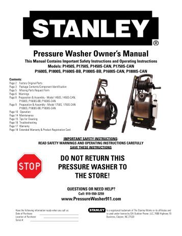 Pressure Washer Owner's Manual - Home Depot