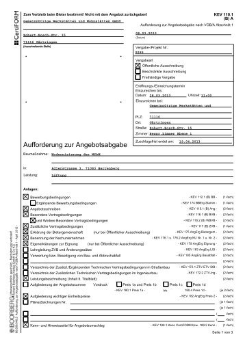 Aufforderung zur Angebotsabgabe - GWW