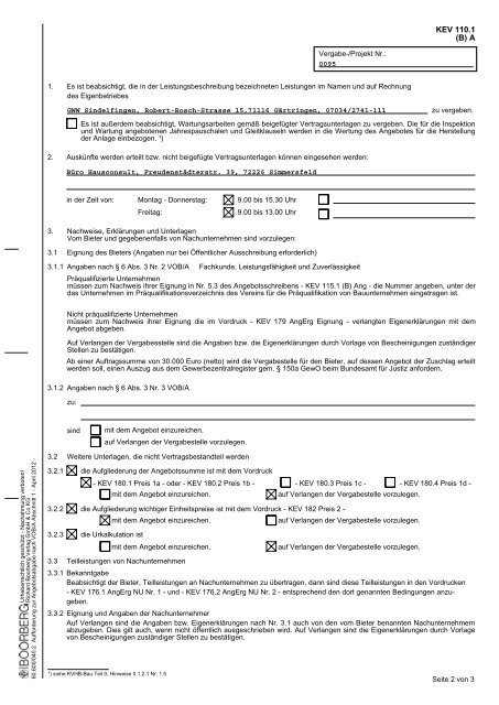 Aufforderung zur Angebotsabgabe - GWW